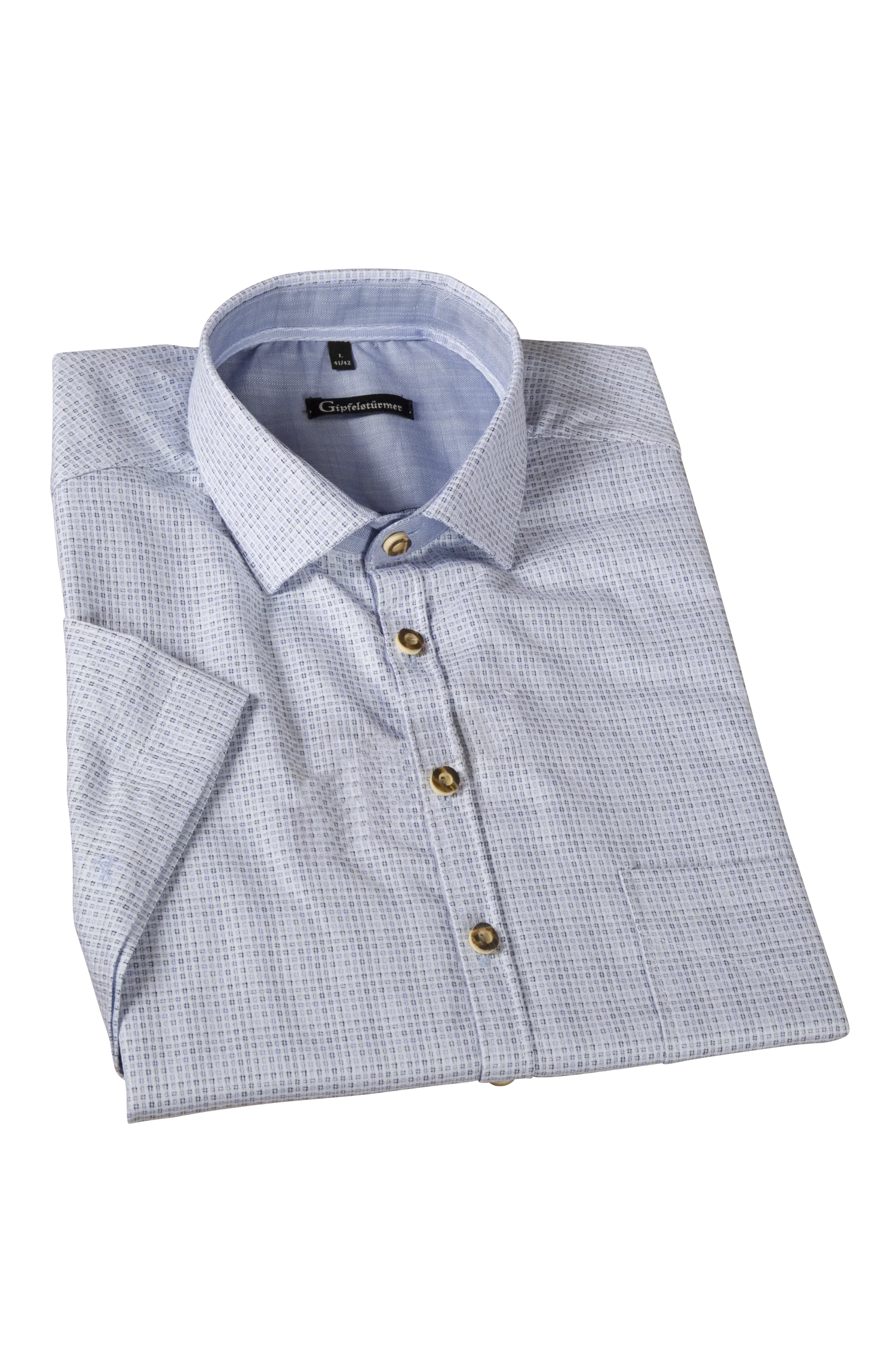 1556-0004-bl2-23-06-e0710 Kurzarm Trachtenhemd in hellblau gemustert