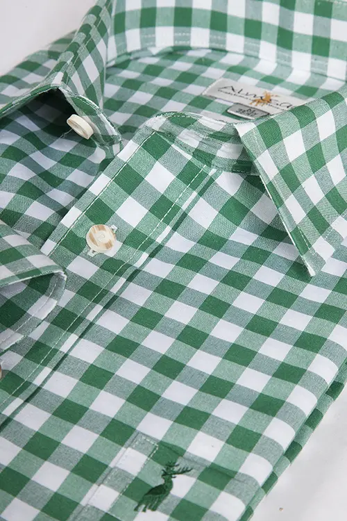 Trachten Hemd dunkelgrün tanne weiß groß kariert 2