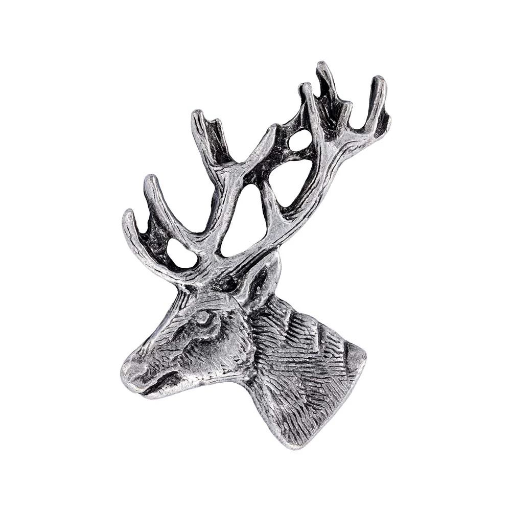 Gaudiknopf Hirsch in Altsilber