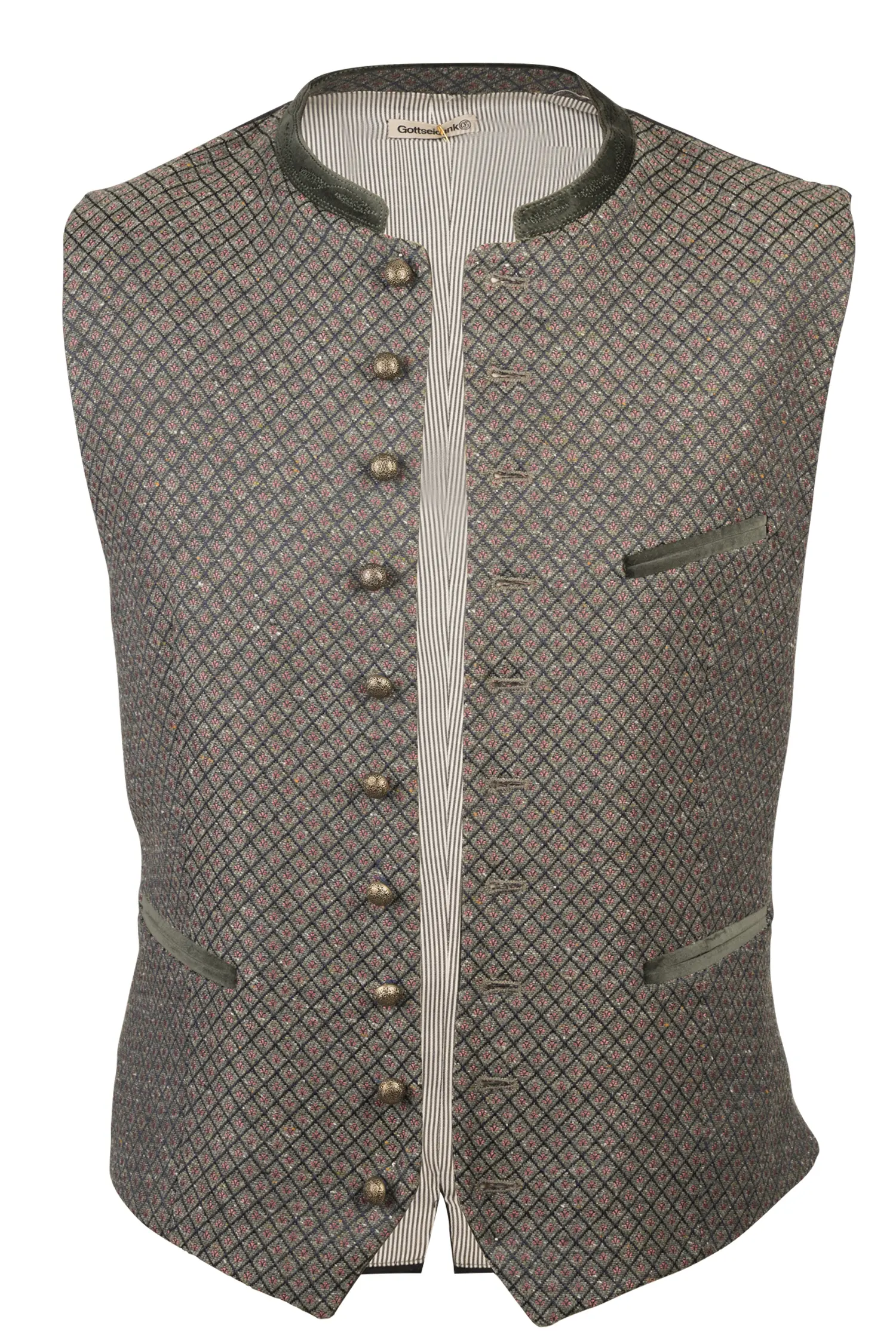 1348-0030-gn6-24-09-0905533 Trachtenweste Konstantin in Grün/Rot