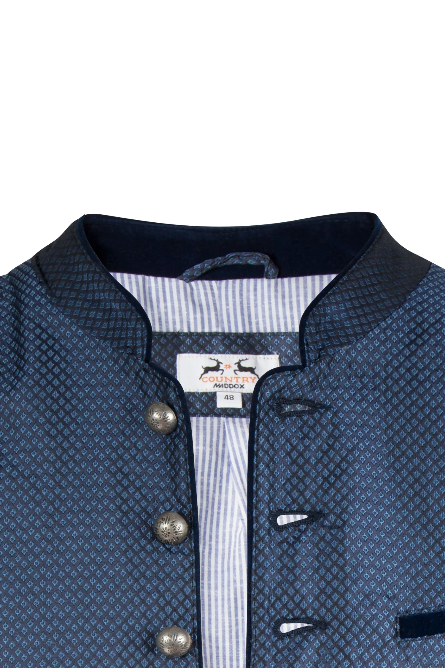 1345-0153-BL623-05-b6488d Trachtenweste in blau mit Samtkragen - Detail Knöpfe