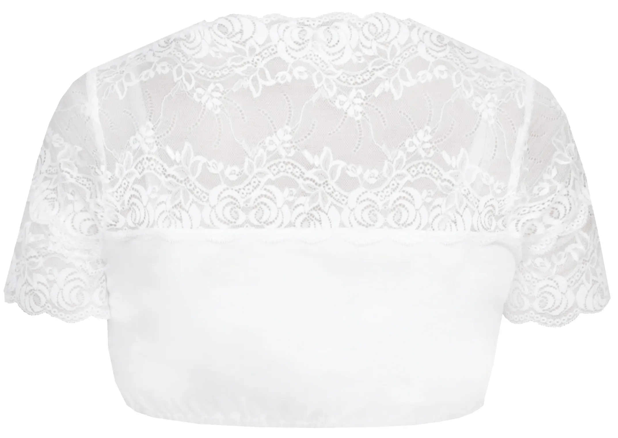 Stretch-Dirndlbluse Irma-Kosira in weiß aus Spitze - Rückansicht