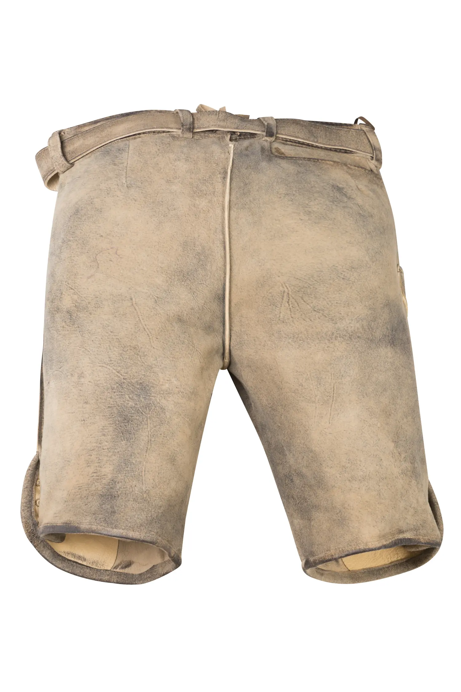 1613-1044-1bl-23-08-14-01767 Kurze Lederhose mit blau / grauem Stickbild - Rückansicht