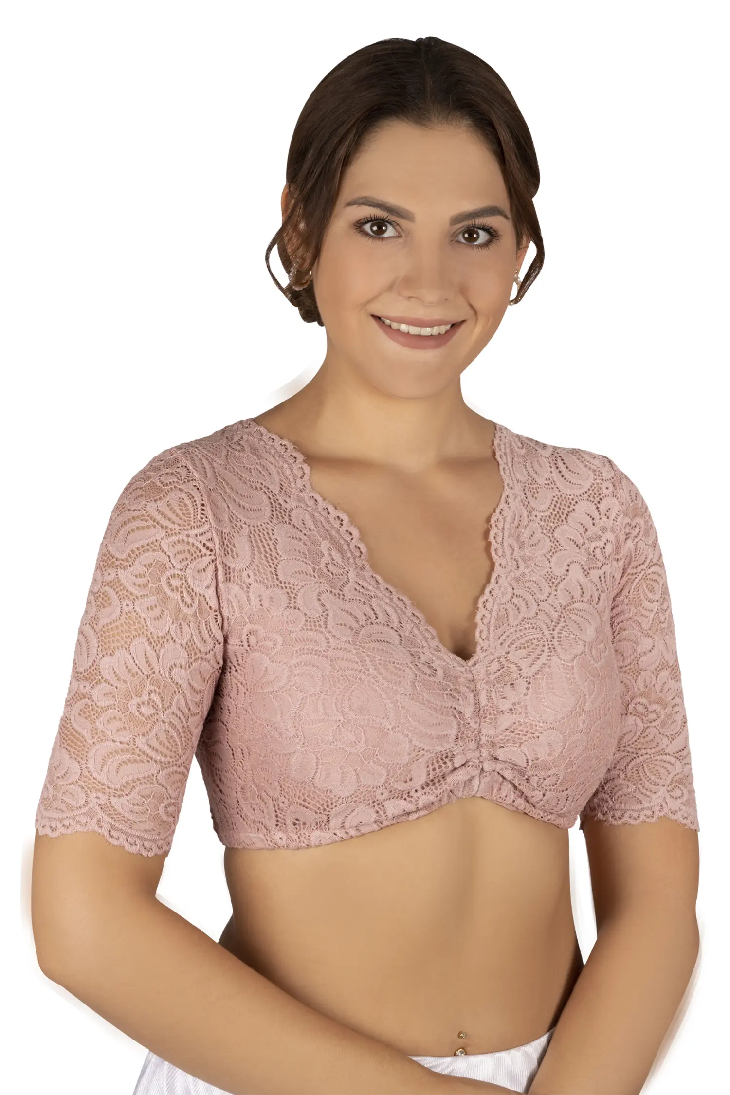 2574-0052-ro5-23-08-1802043 Dirndlbluse Ansbach rosa mit halblangen Ärmeln