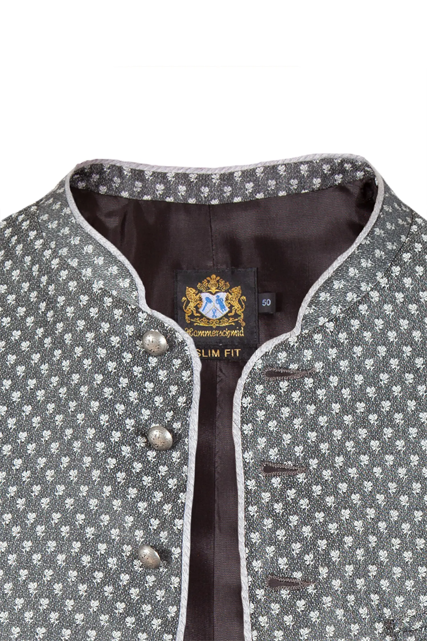 1345-0198-GR8-23-04b-5582d Trachtenweste Erik in grau / schwarz von Hammerschmid - Detail Knöpfe