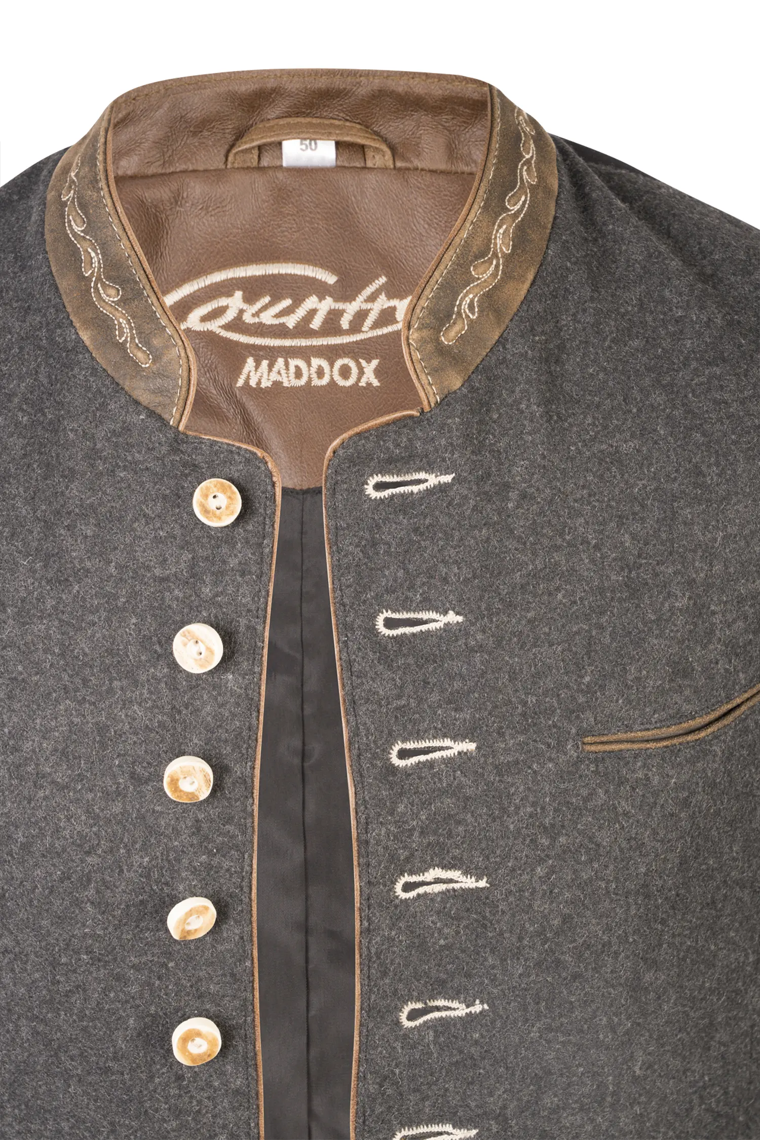 Trachtenweste Westsee in anthrazit - Detail