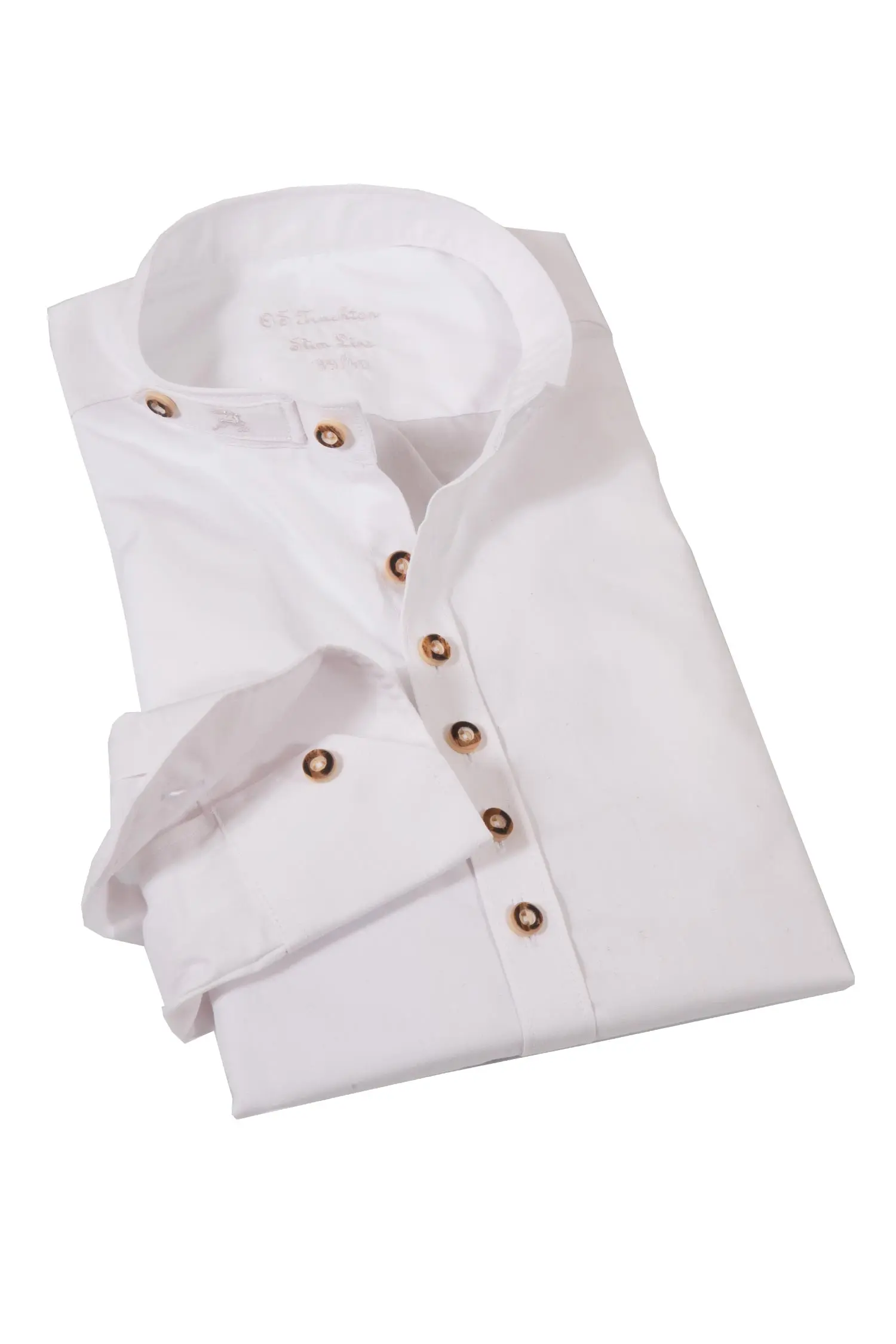 Fesches Trachtenhemd mit Stehkragen in weiß