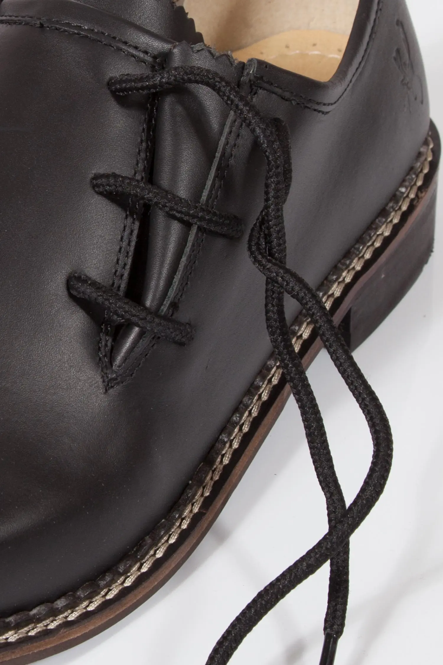 Herren Trachtenschuhe Jäger in schwarz glatt Detail