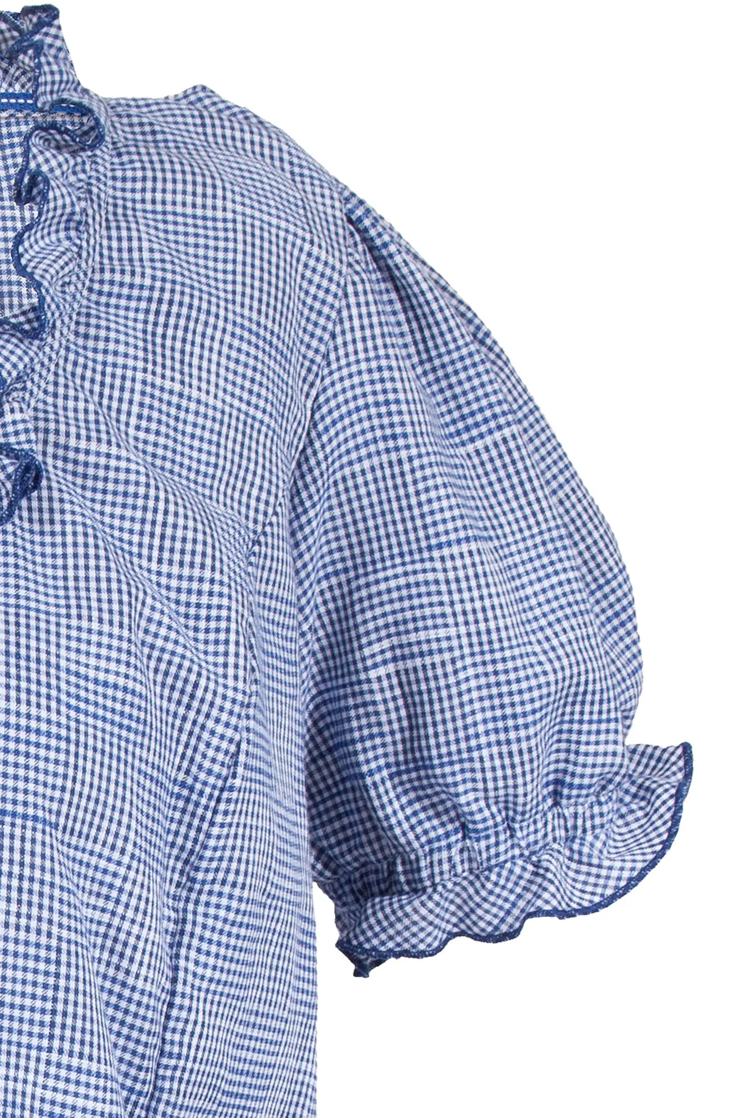 Trachtenbluse XXL in blau weiß kariert Arm