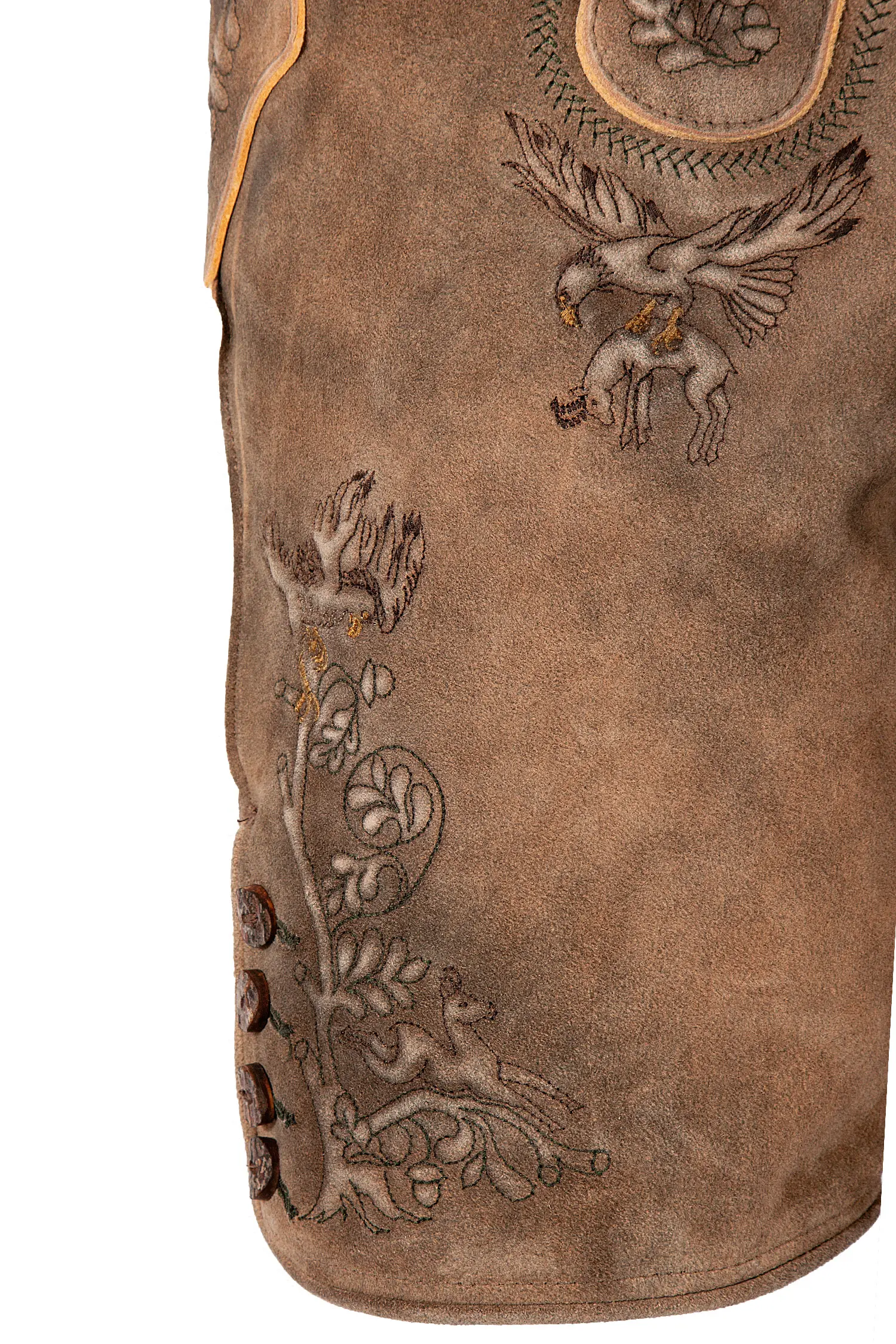 Kurze Lederhose Hohenwerfen in inka von Meindl - Detail Bein