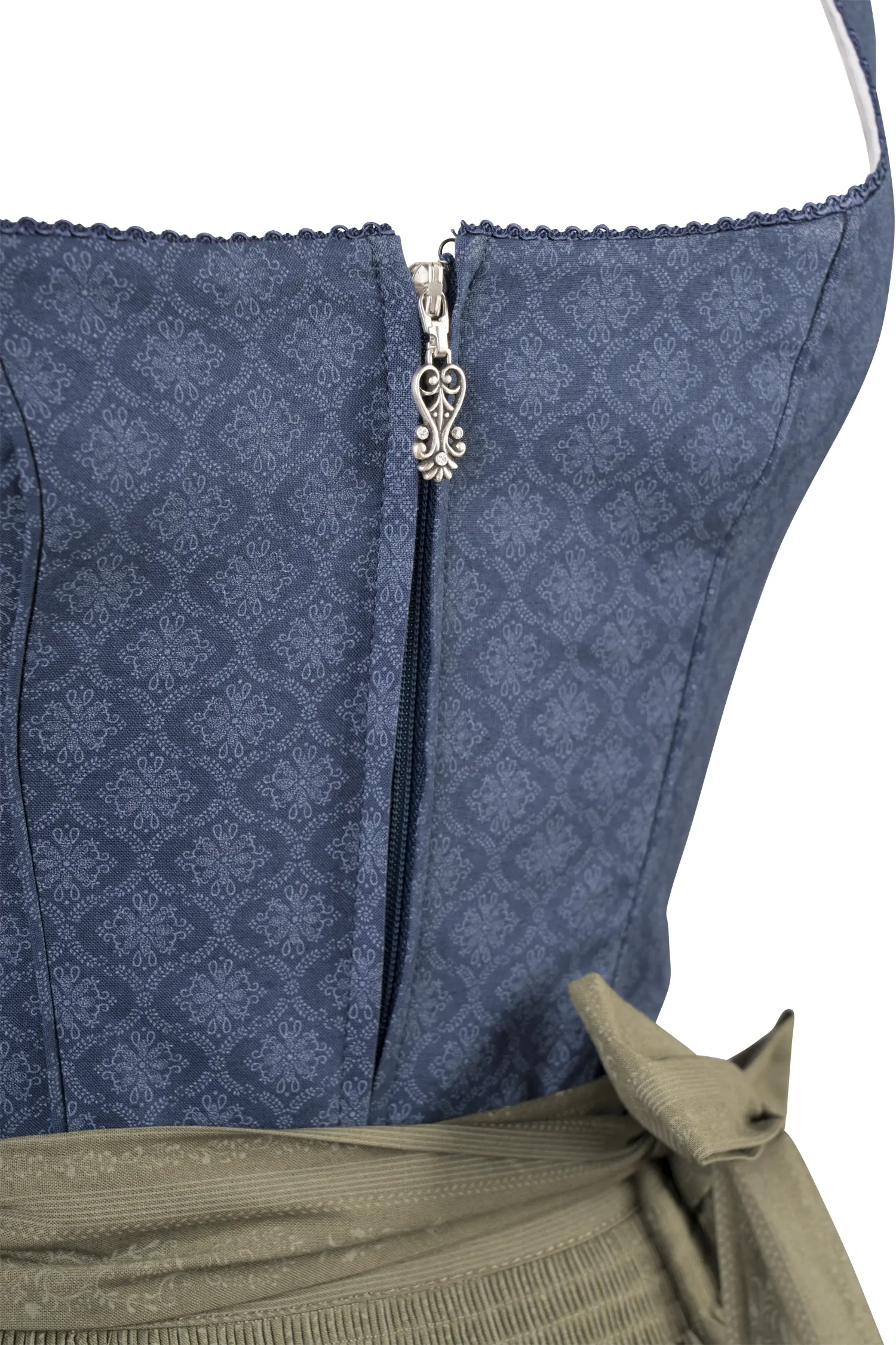Dirndl Leonie in dunkelblau - Detail Mieder