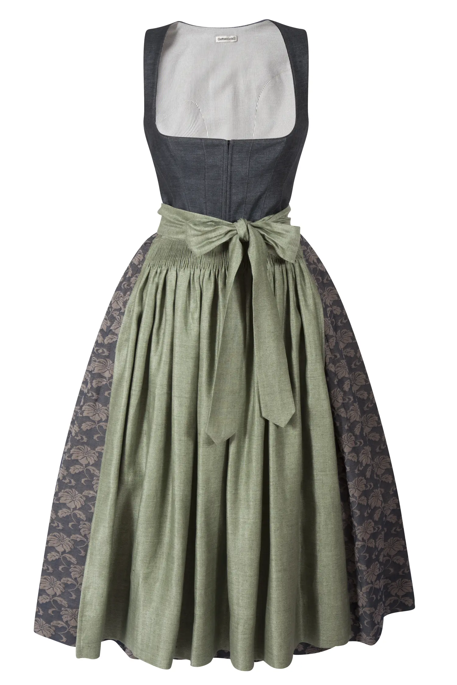 3099-0307-AN923-05-b6614 Gottseidank Dirndl in anthrazit aus Leinen