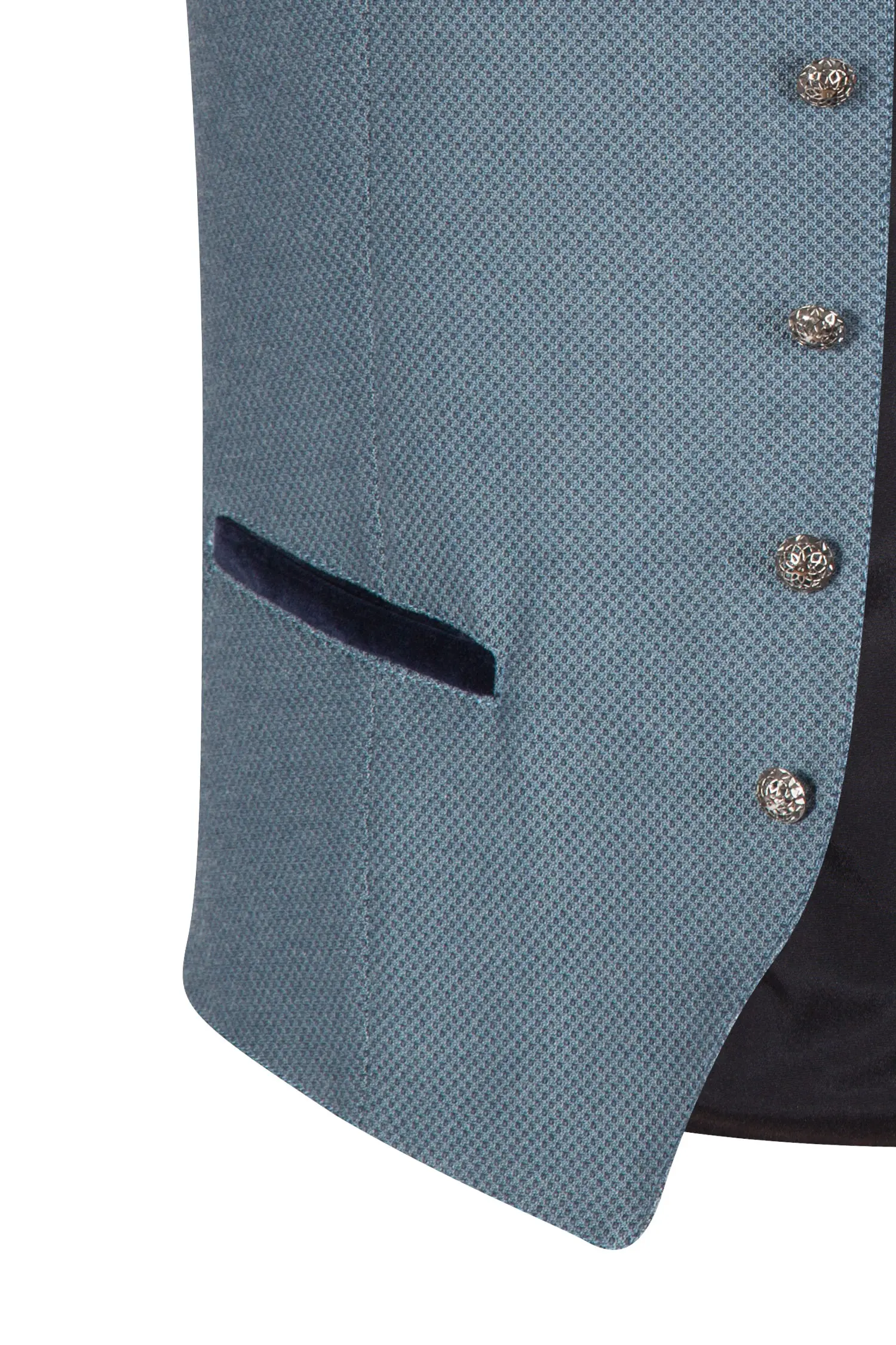1345-0196-bl7-23-04i6439c Trachtenweste in blau von Gamsbock mit Samtkragen - Detail Taschen