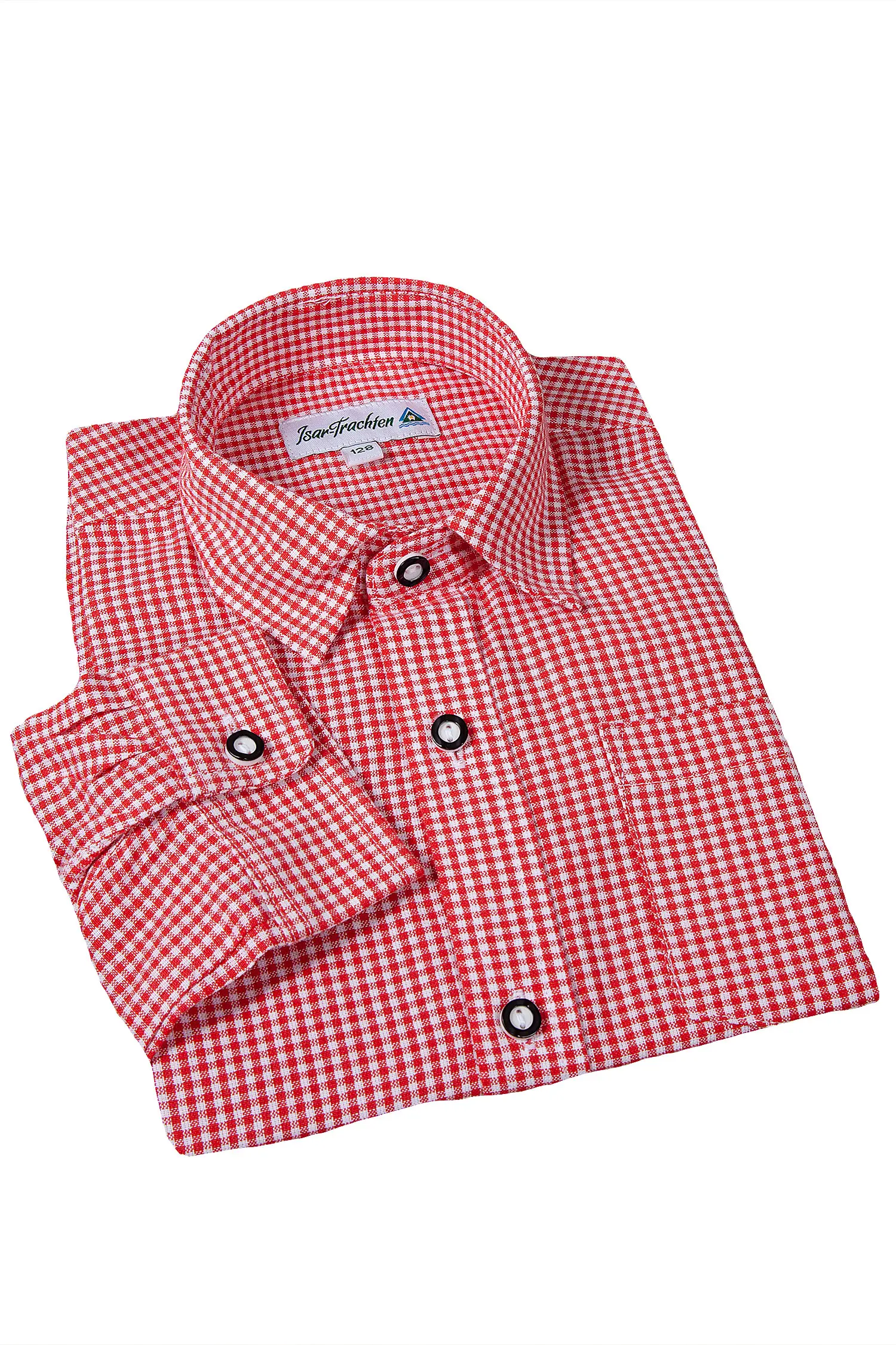 Kinder Trachtenhemd rot kariert von Isar-Trachten