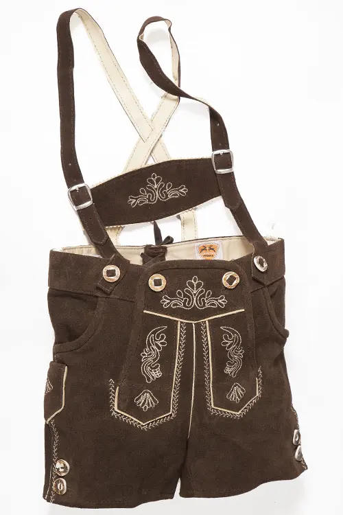 Kinder Lederhose kurz mit Träger in braun 2