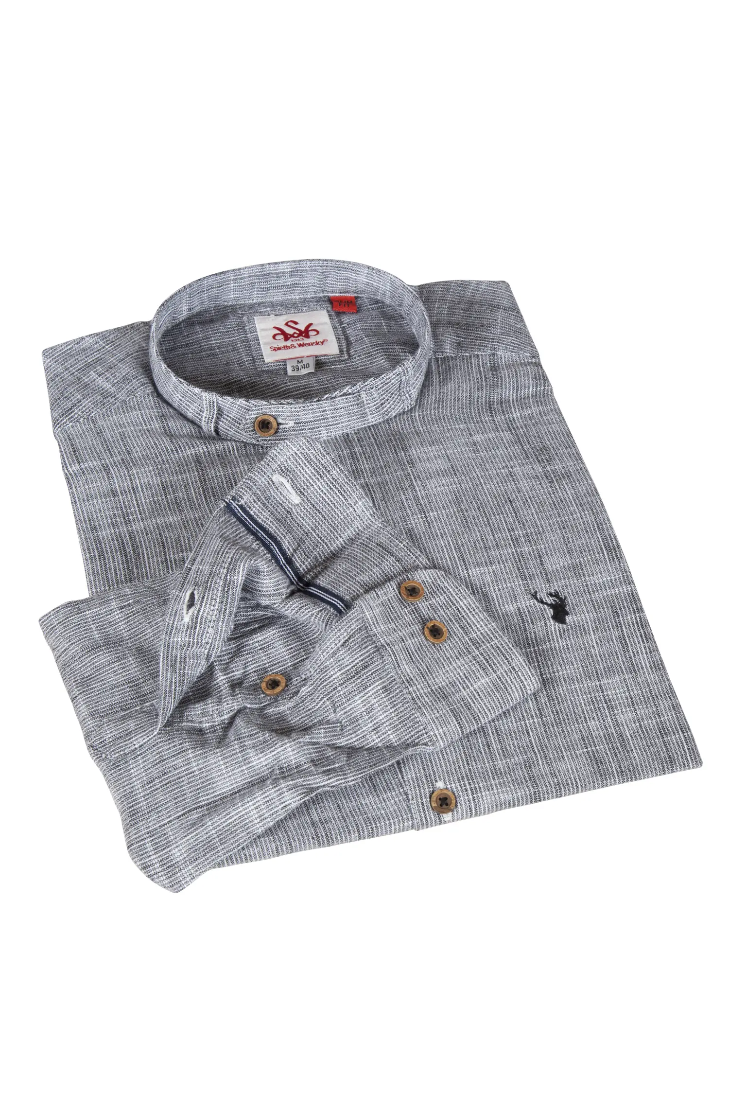 Trachtenhemd Arnold in schwarz mit Stehkragen