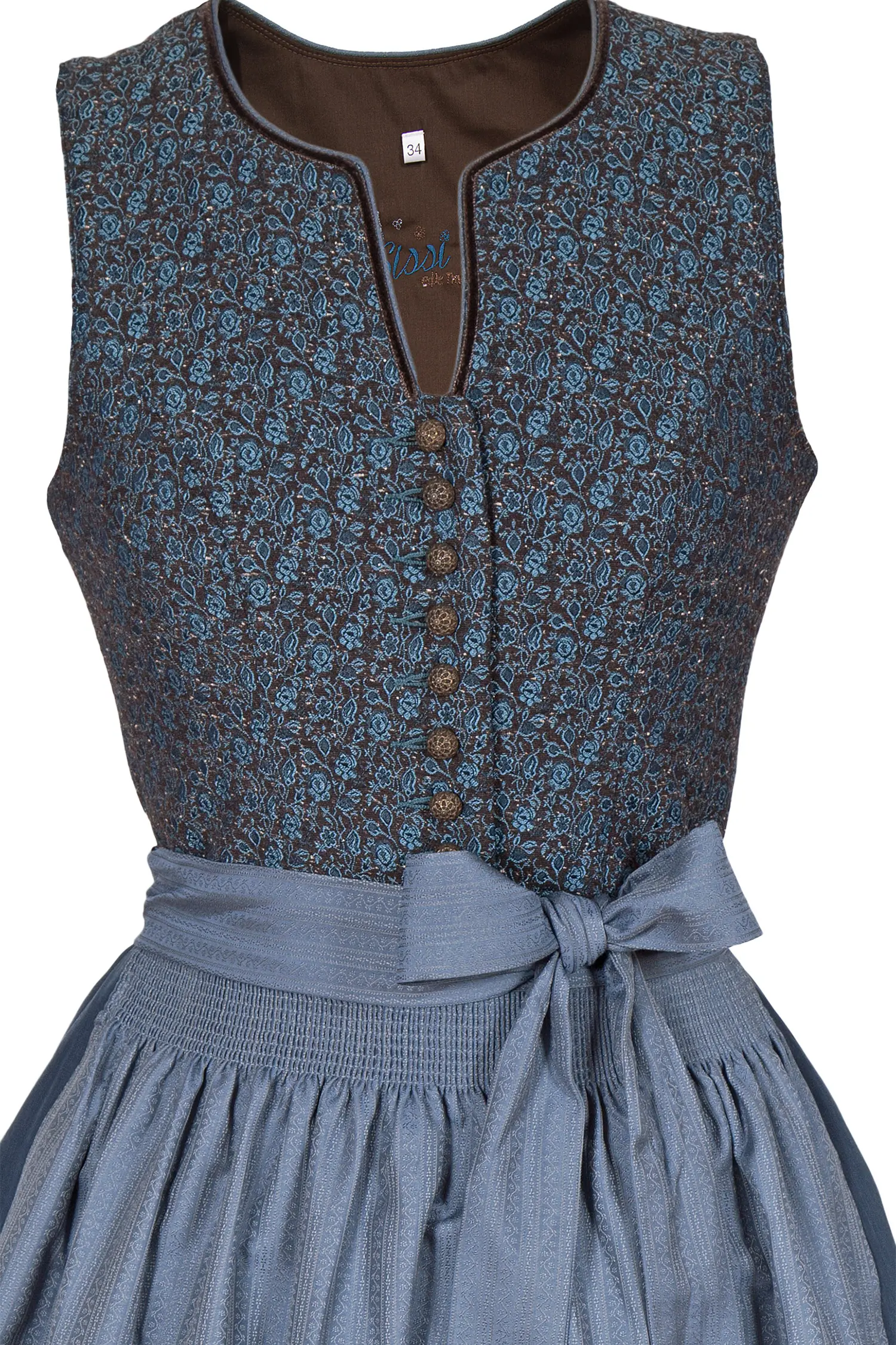 midi-dirndl-graublau-hochgeschlossen-3097-1656-bl6-20-09g-5210-b Midi Dirndl hochgeschlossen in graublau mit Rundhals Mieder
