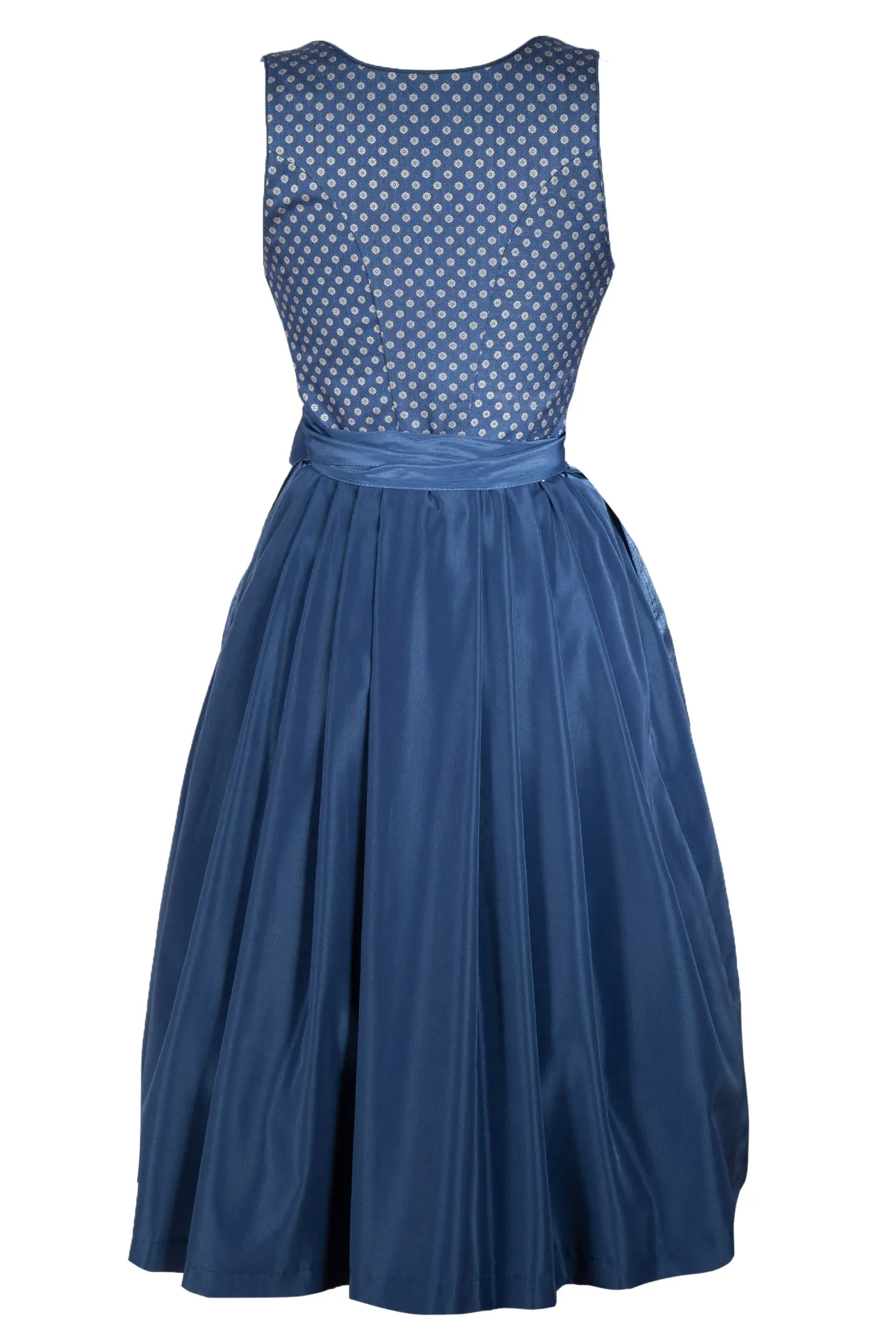 Dirndl in blau geknöpft - Rückansicht