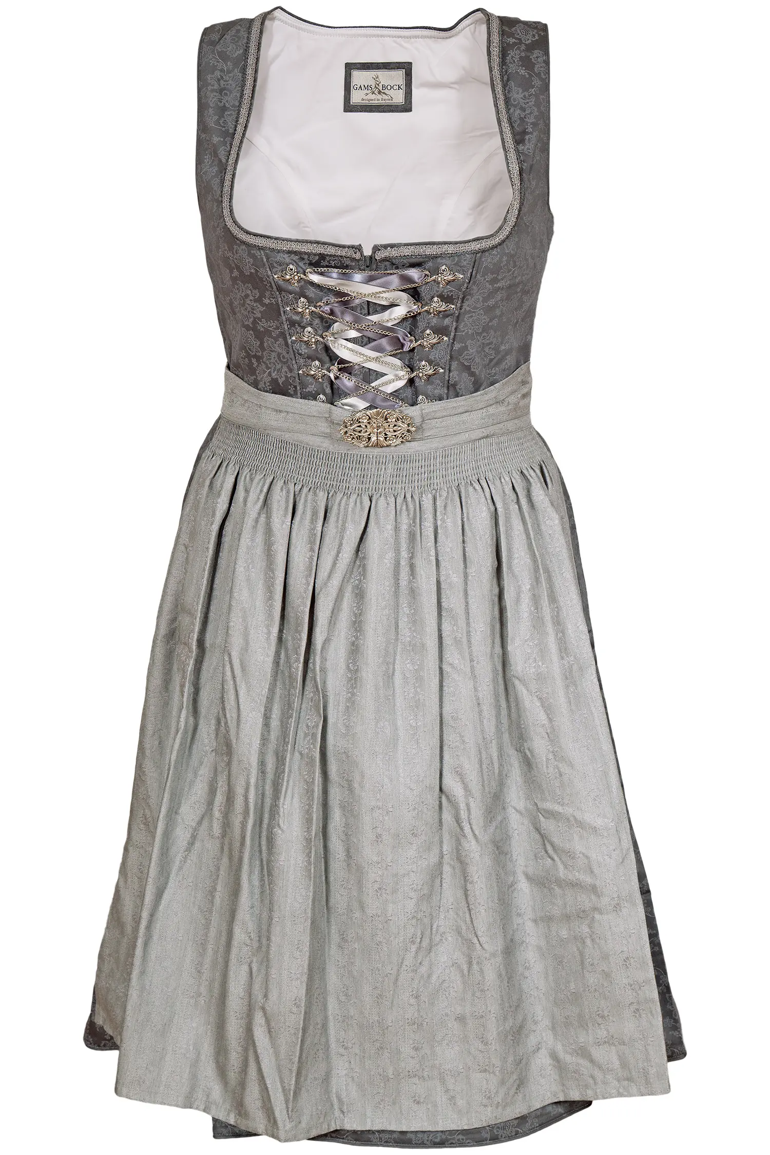 Midi Dirndl in grau anthrazit mit Schnürung XXL