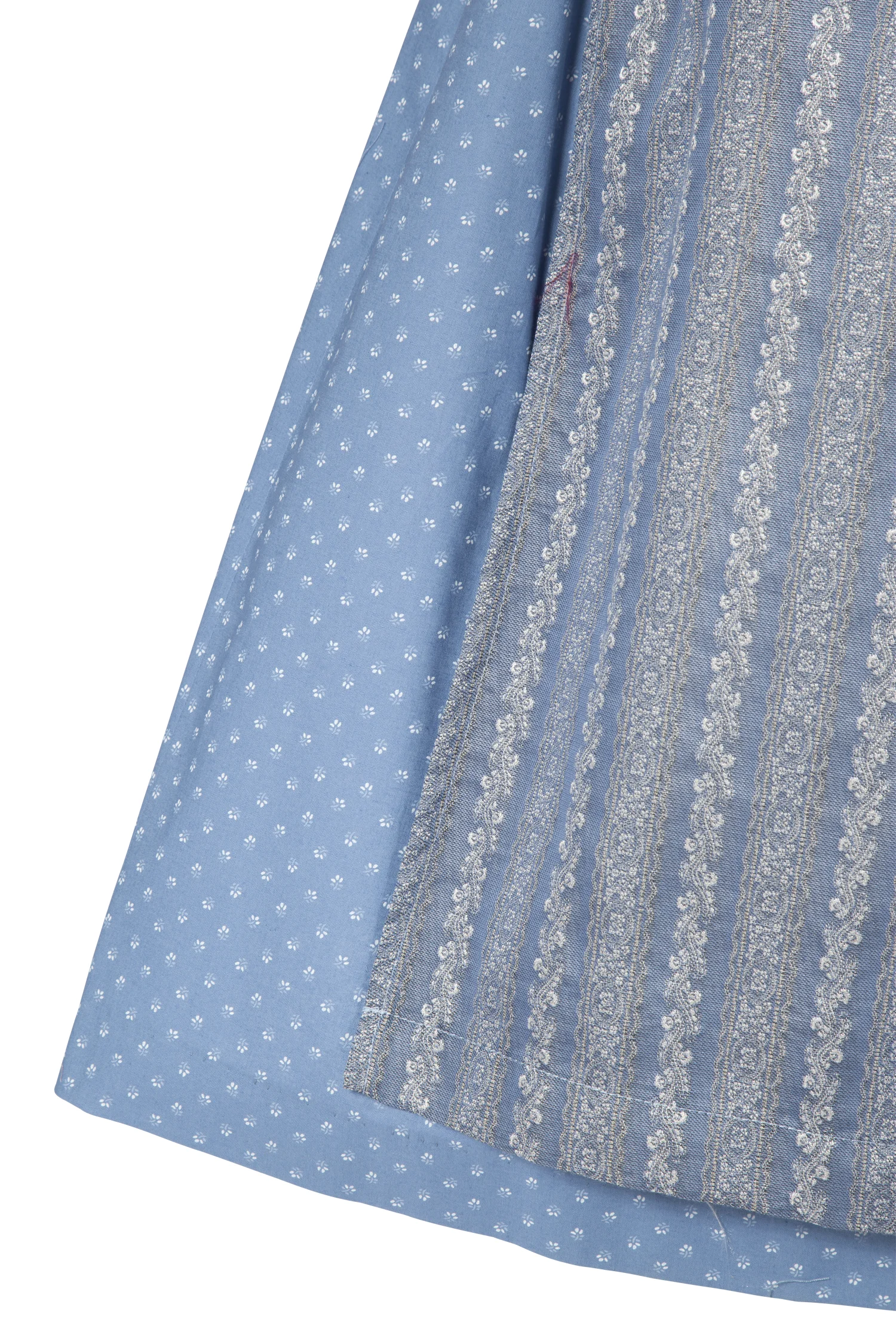 Dirndl Berta in blau und Leinen-Mieder - Detail Rock