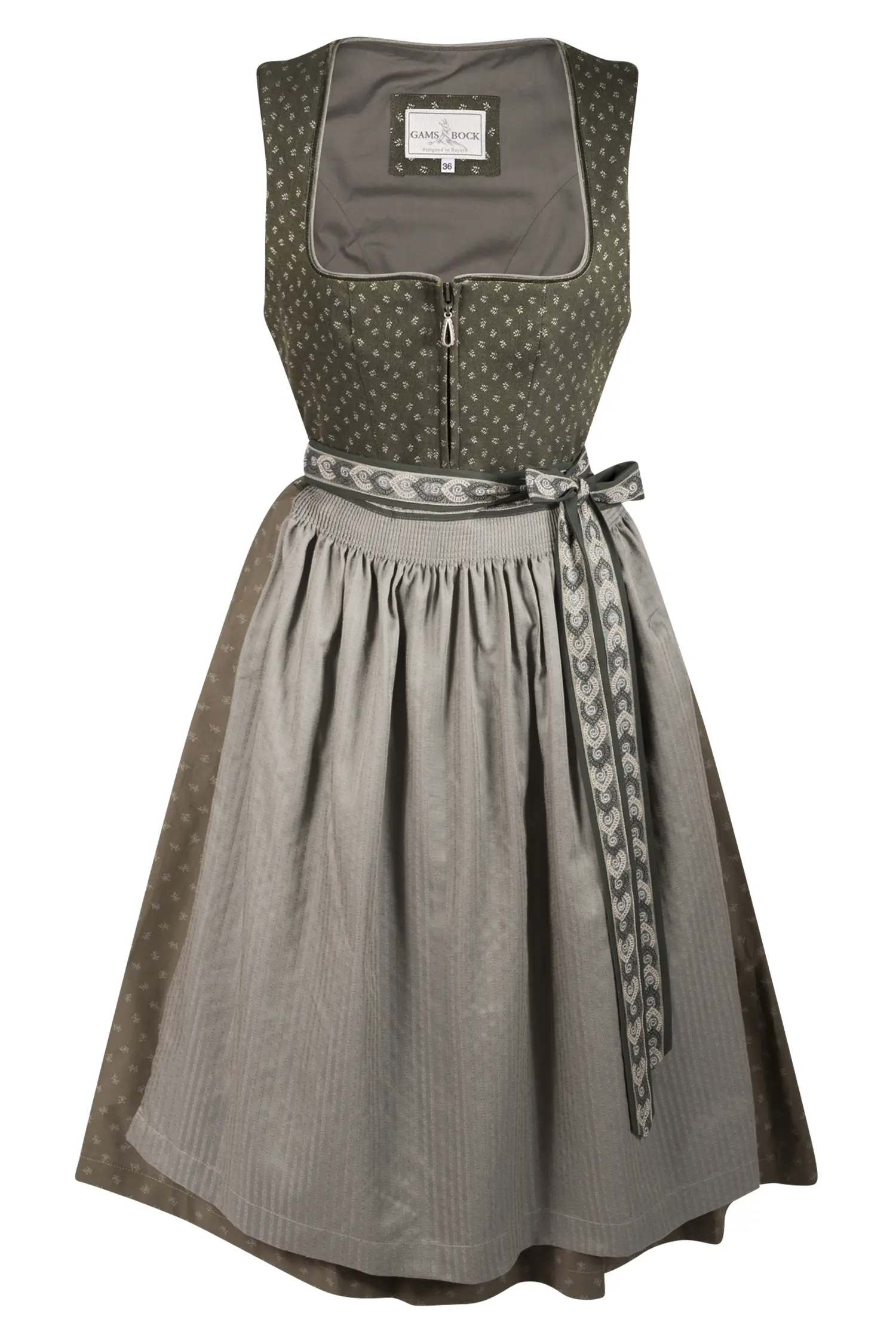 Exclusives Stretch-Dirndl in oliv