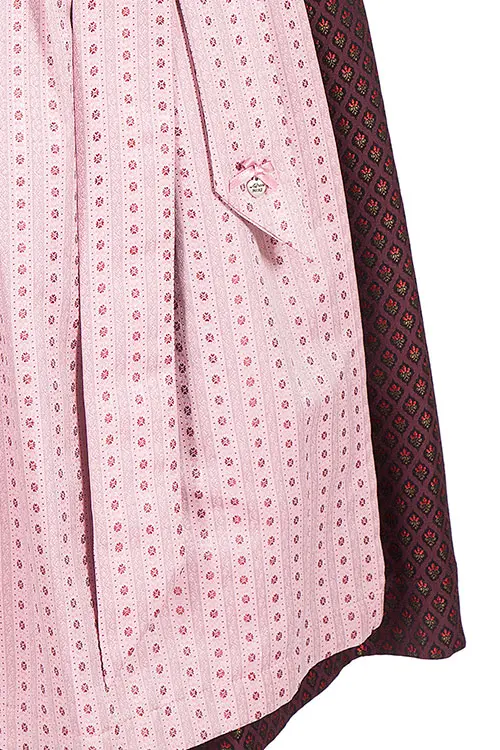 Designer Dirndl Paula von Alpenherz in bordeaux und rosa Detail 