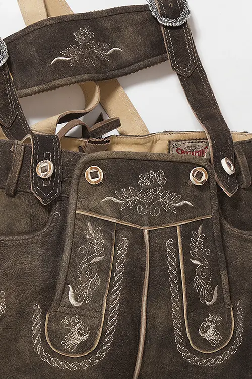 kurze Lederhose Beppo dunkelbraun mit Träger 2