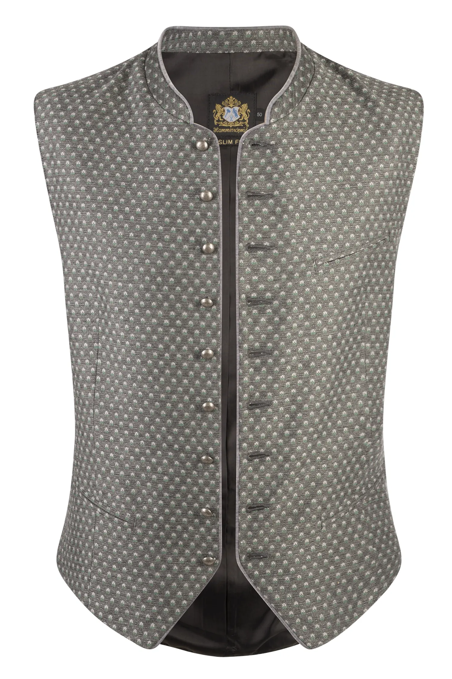 1345-0219-gr5-23-08-16-01795 Trachtenweste Robert in grau mit Samt-Paspel