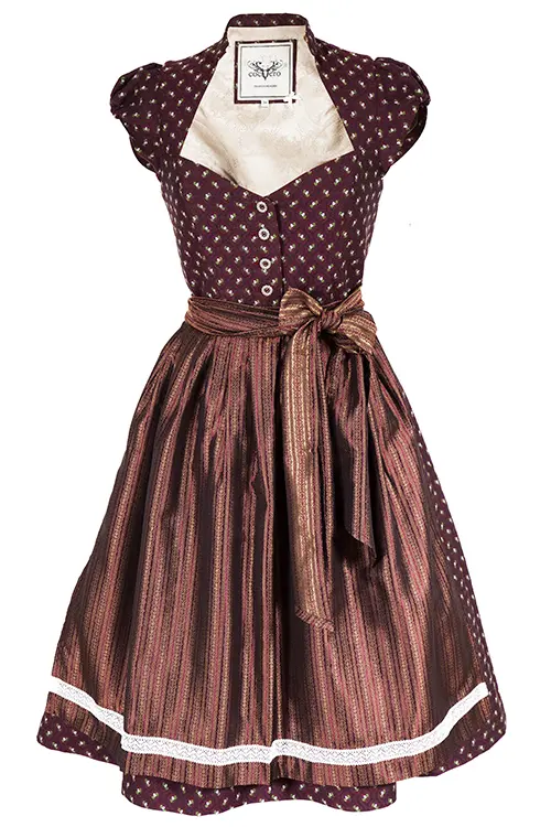 Dirndl Blum von CocoVero Trachten mit Ärmel in bordeaux