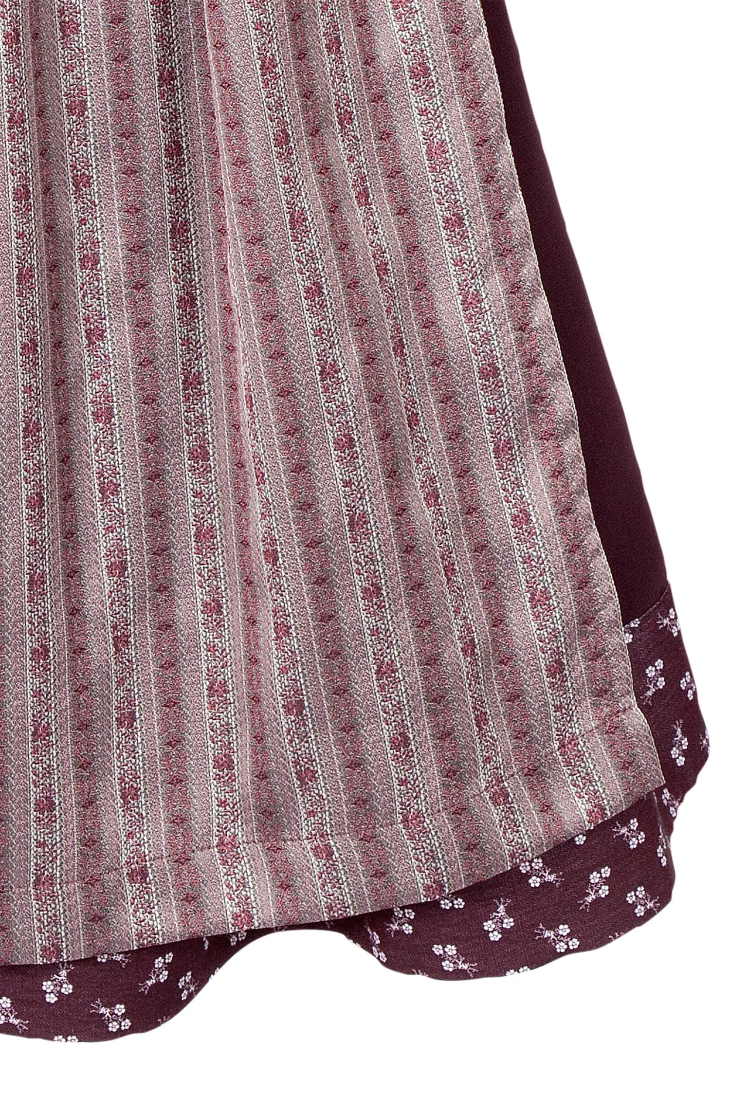 Midi Dirndl in burgund mit Reißverschluss XXL Detail