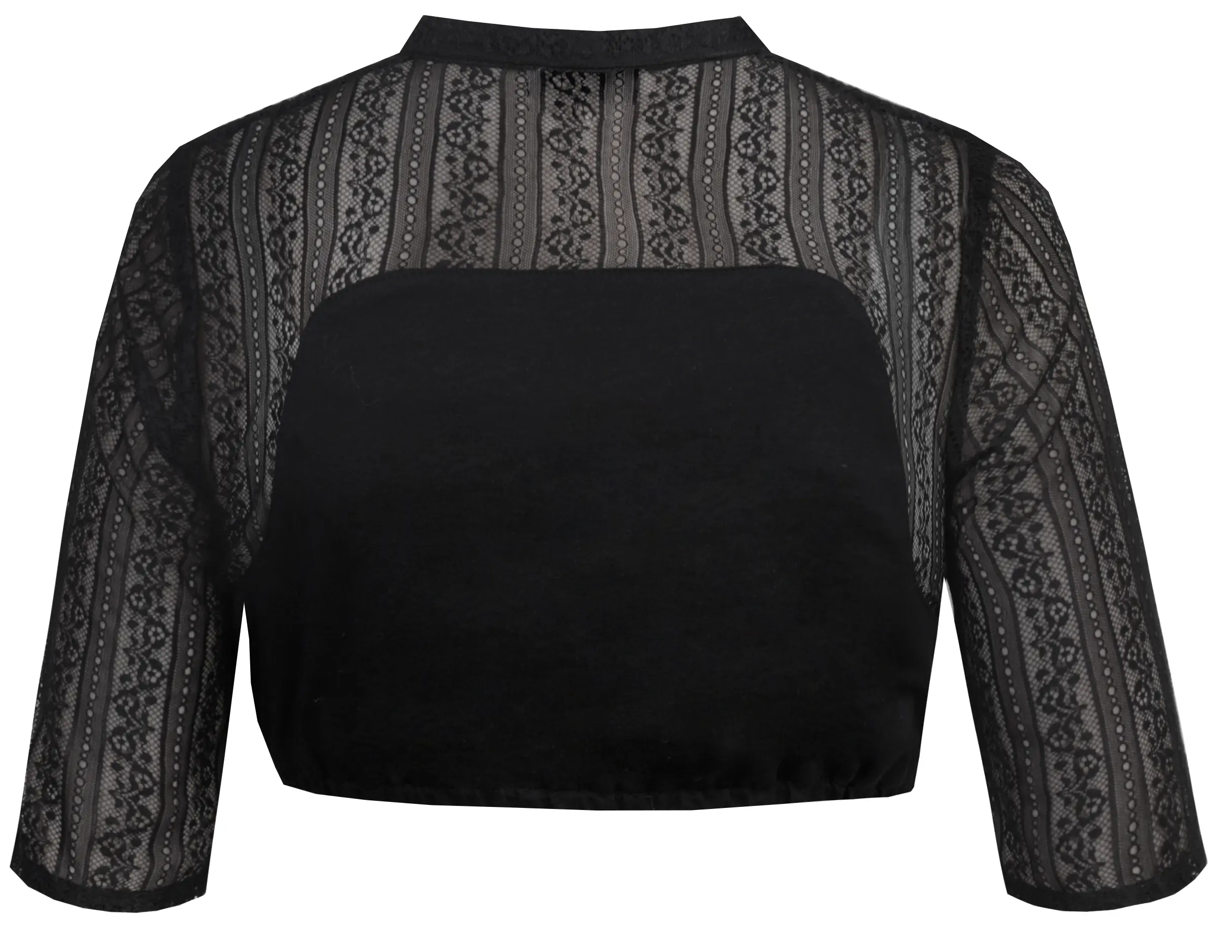 Dirndlbluse Ilse-Linda schwarz mit V-Ausschnitt - Rückansicht