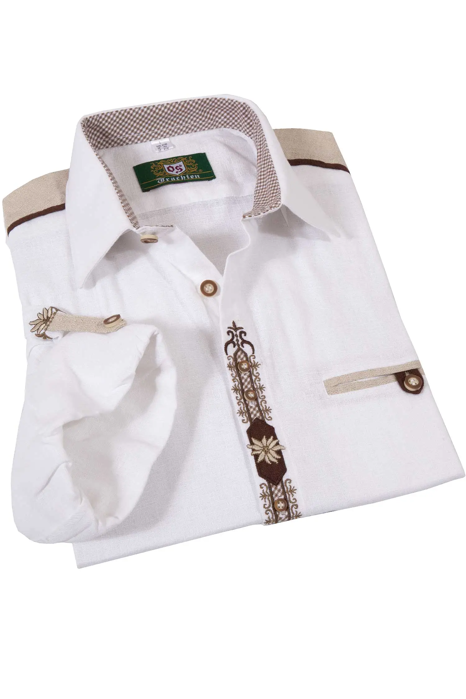 Landhaus Trachtenhemd weiß mit Krempelarm 