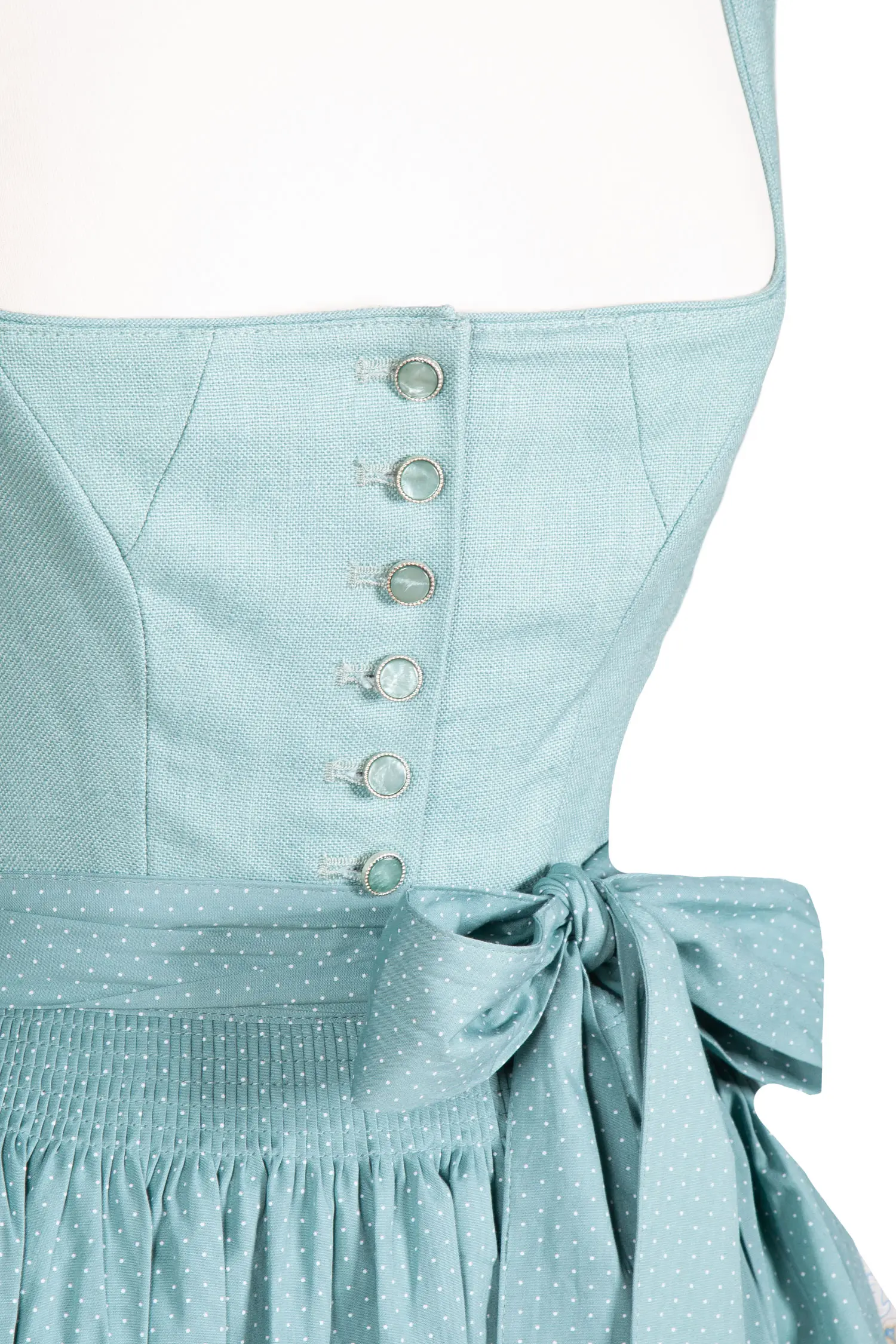 Traditionelles Dirndl von Sissi ey! in petrol - Detail Mieder