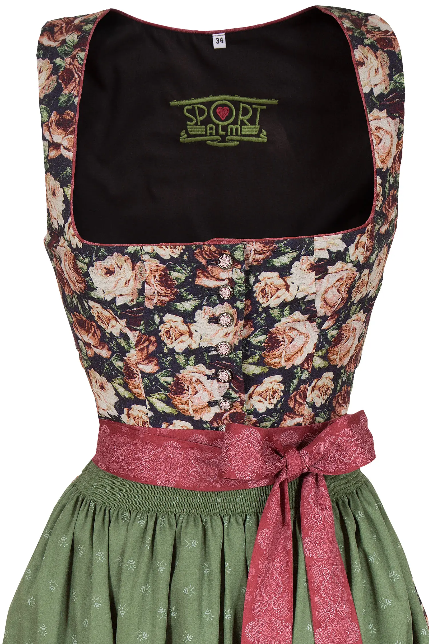 sportalm-dirndl-nostalgie-3099-0272-bl5-20-07-d-1864-b Sportalm Dirndl in schwarz mit nostalgischen Rosen Mieder