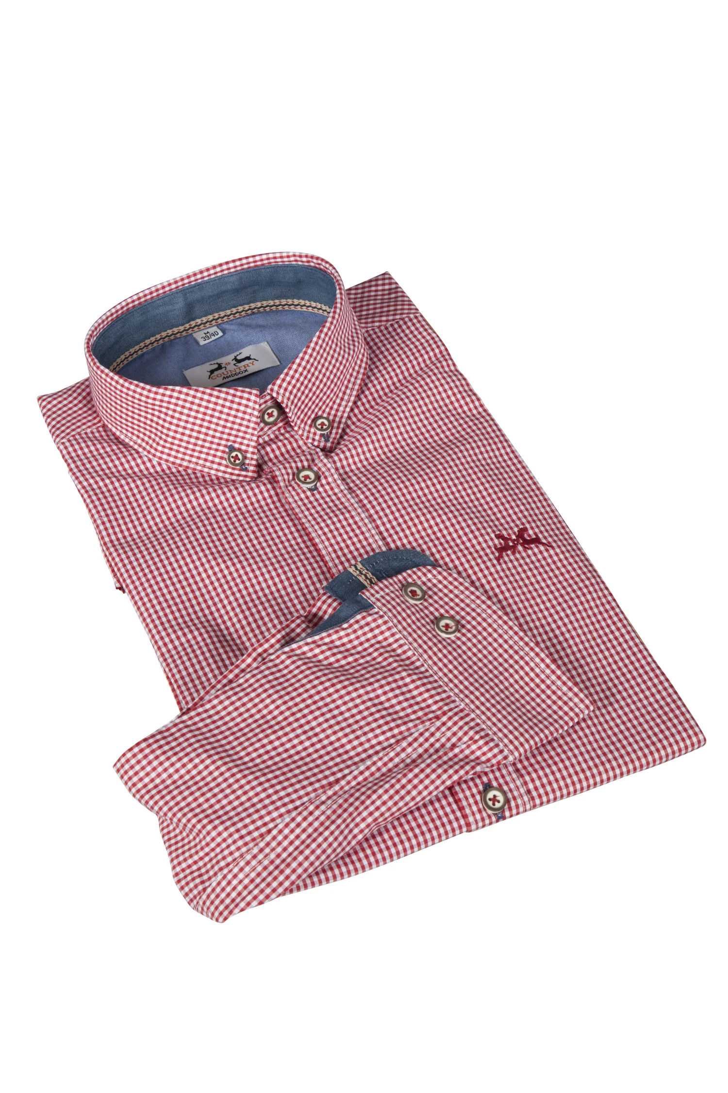 Trachtenhemd in rot/weiß kariert