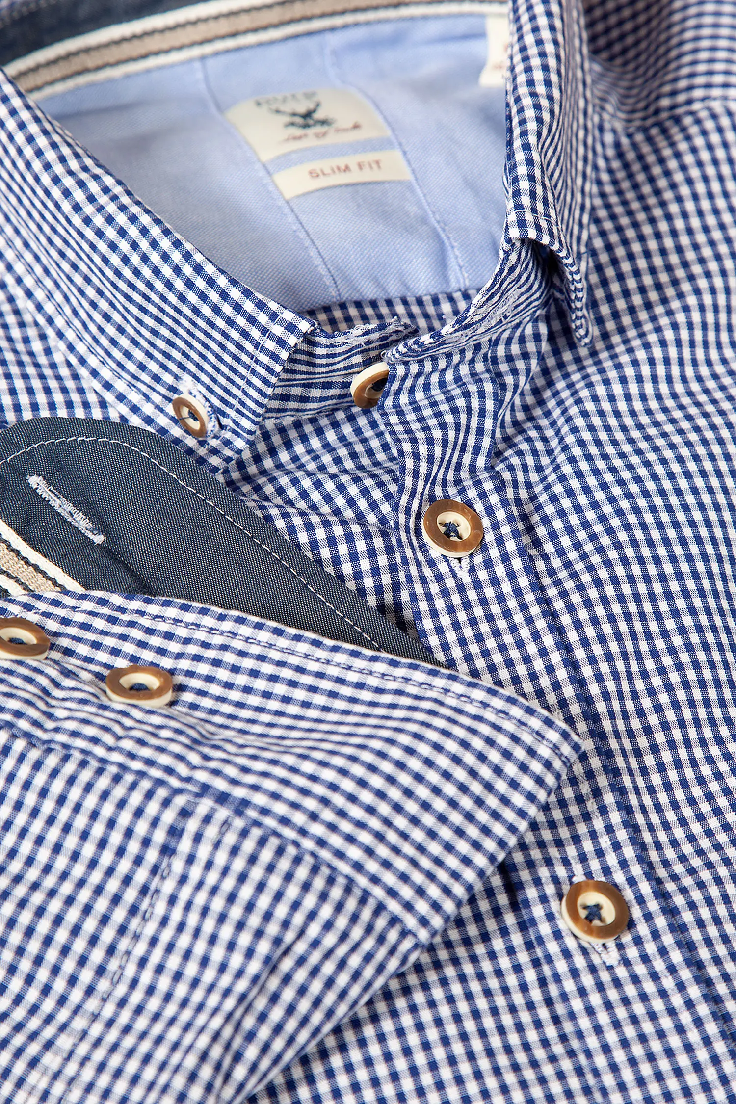 Trachtenhemd kleine Karos in Vichy-Karomuster - Detail