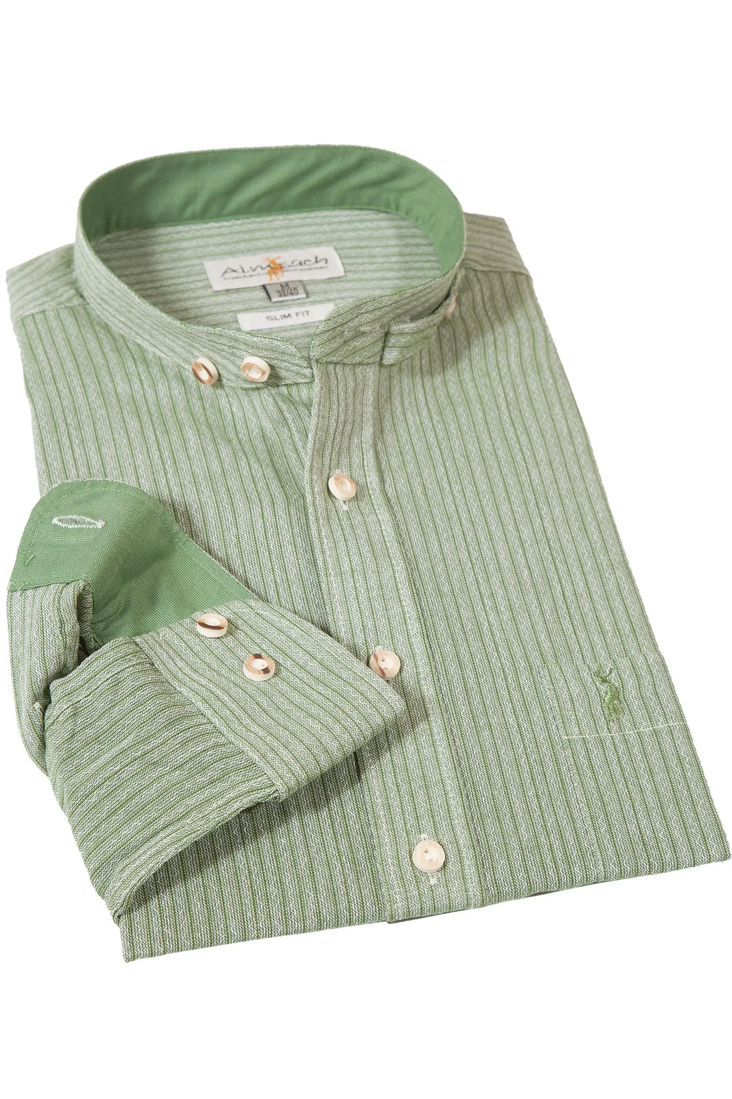 Herren Trachtenhemd maigrün mit Retro Streifen 