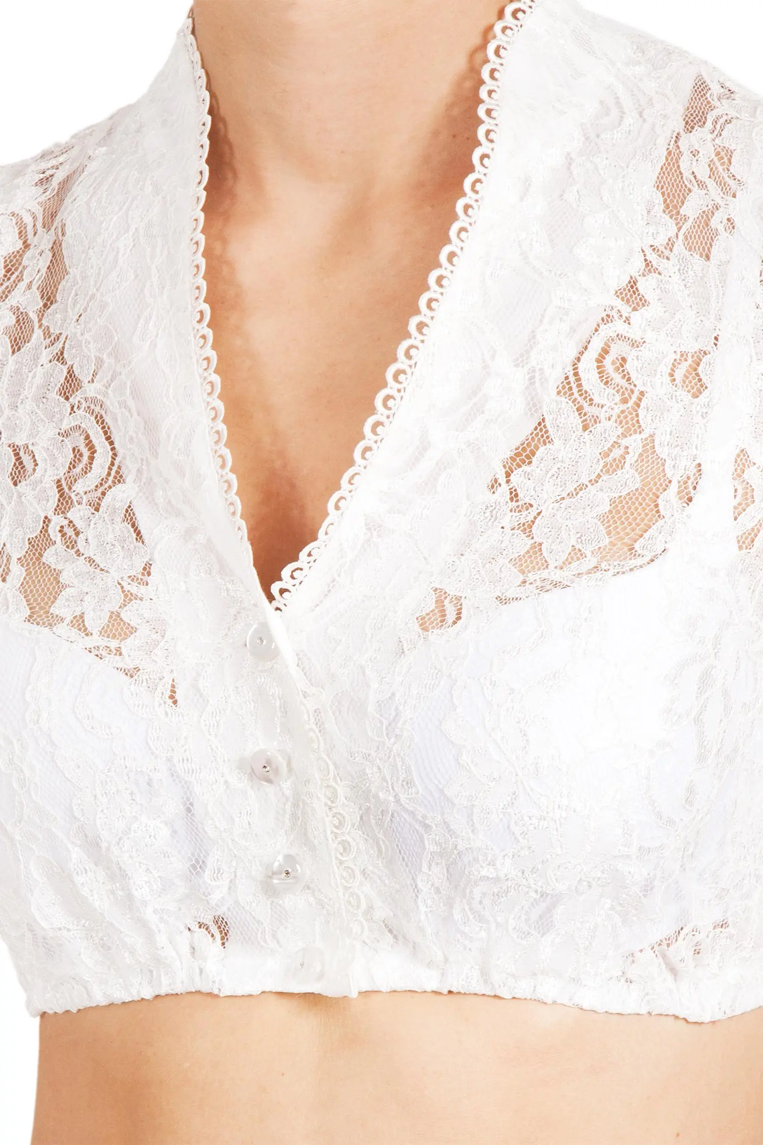 Dirndlbluse in creme aus Spitze von Tramontana Detail