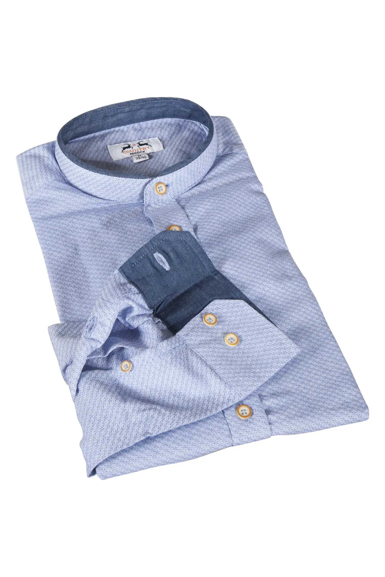 Jacquard Trachtenhemd in blau / dunkelblau