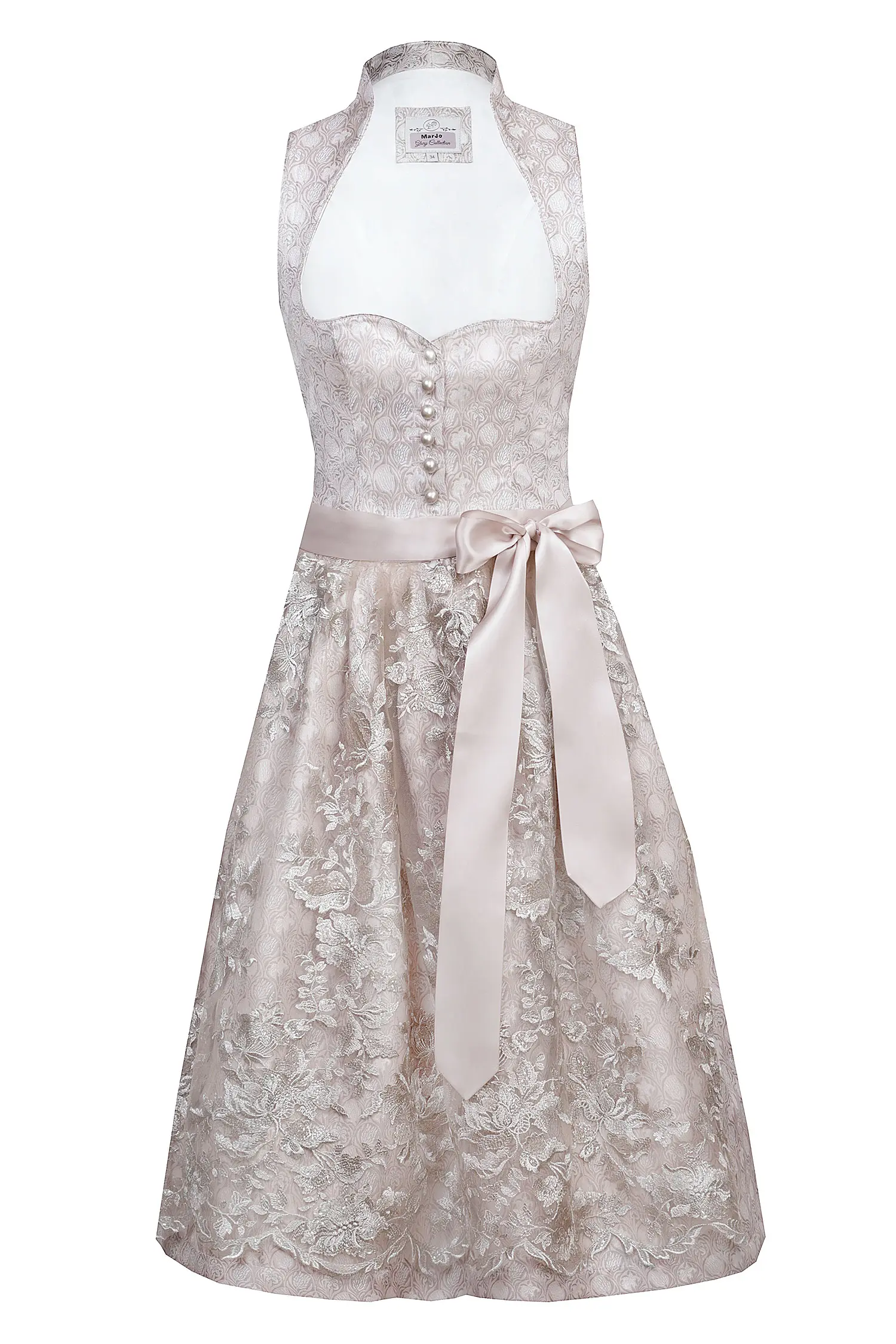 Dirndl Benedetta in puder mit bestickter Glitzerschürze