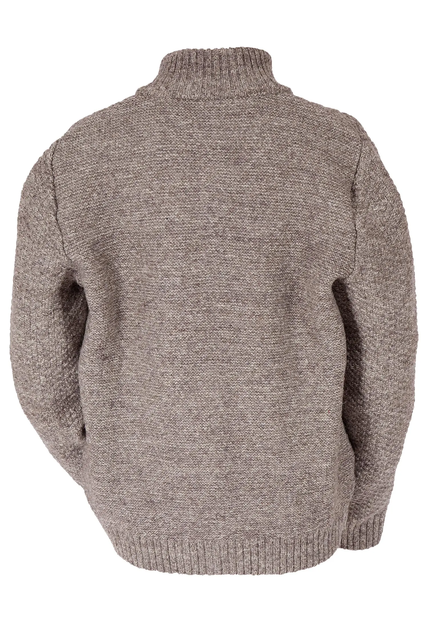 Herren Trachten Strickjacke in braun grau melange hinten