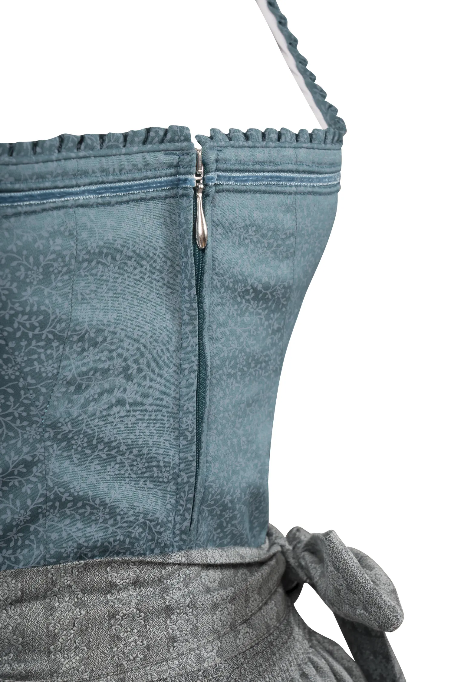 3041-1543-bl5-23-08-10-Di-Ho-01650 Limitiertes Dirndl Belinda in petrol - Detail Mieder