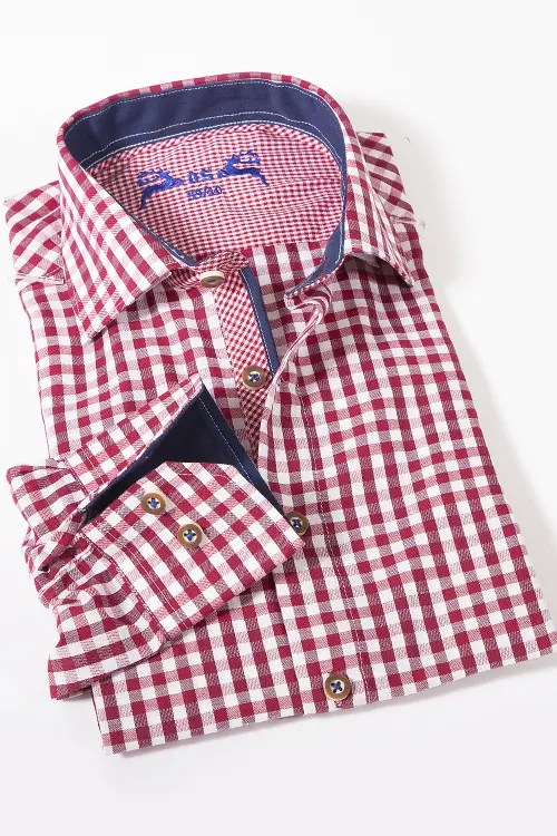 Trachtenhemd leicht kariert rot und weiß