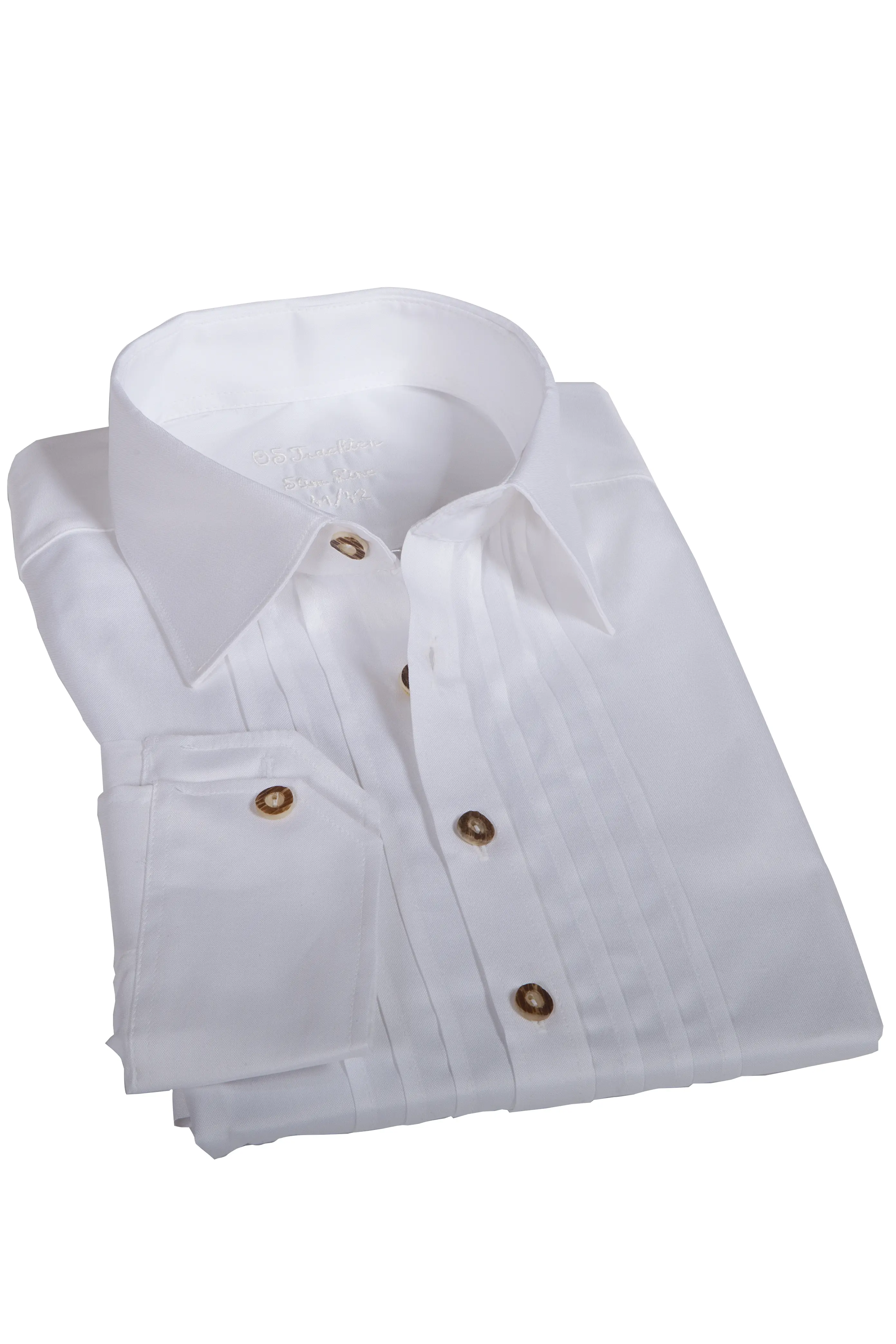 Trachtenhemd weiß mit Biesen & Hornknöpfe