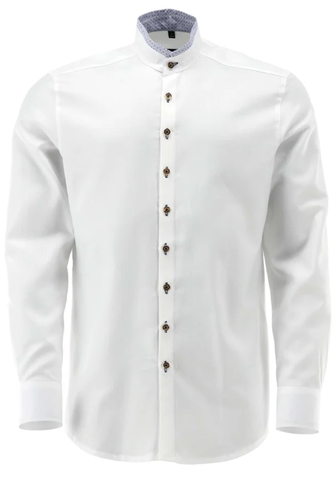 Trachtenhemd weiß mit Hornknöpfen