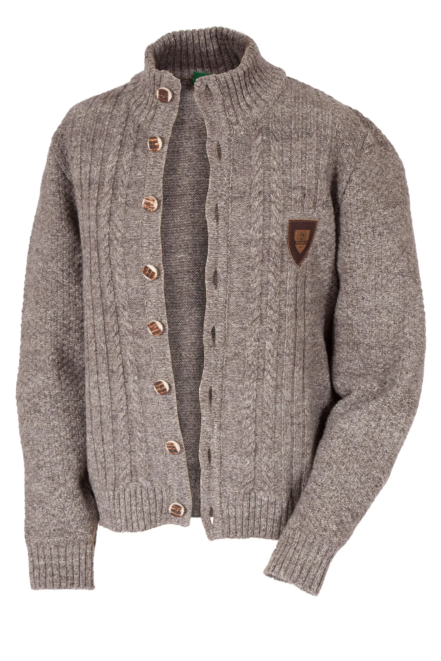 Herren Trachten Strickjacke in braun grau melange