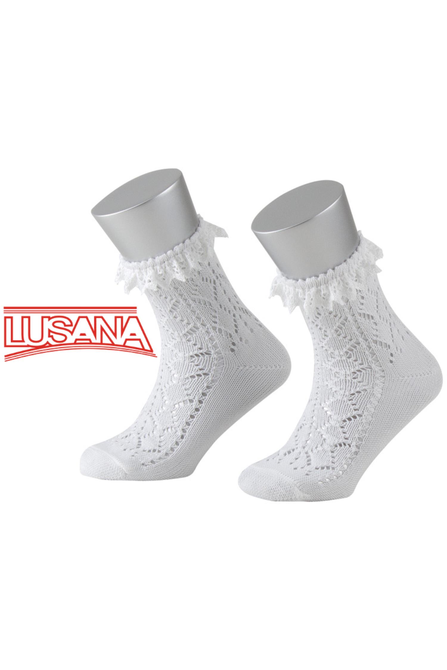 Lusana Trachtensocken in Weiß