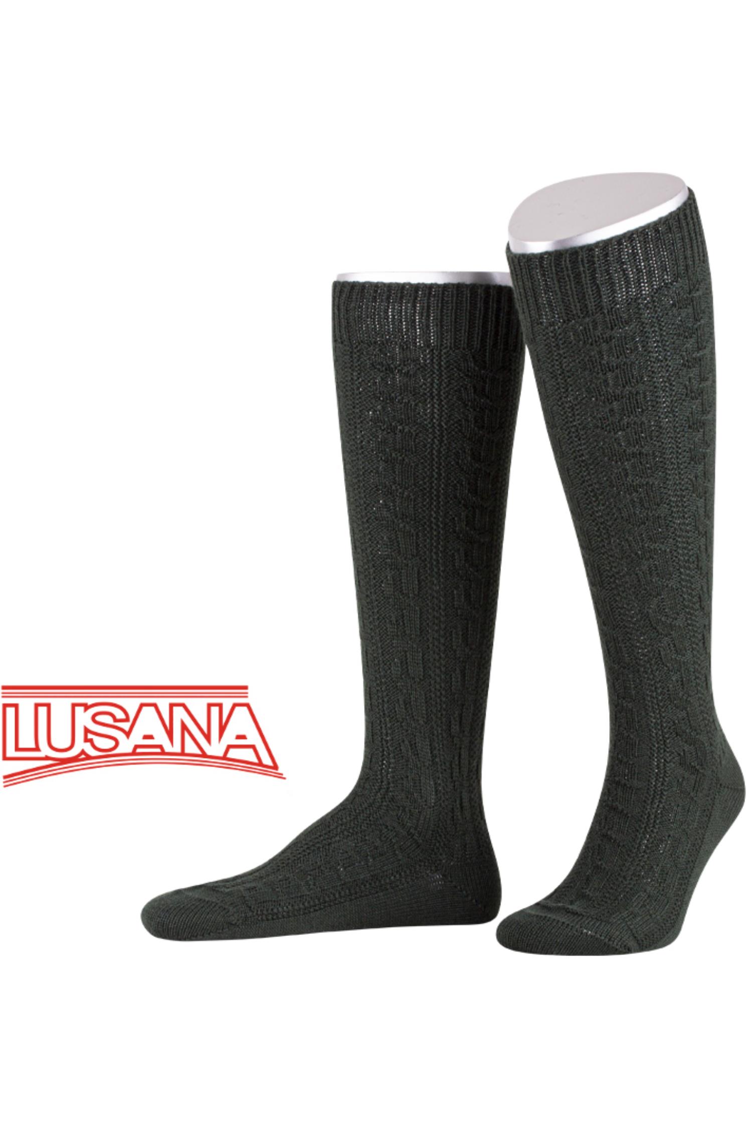 Trachtenkniestrumpf von Lusana in Dunkelgrün Dunkelgrüner Trachtenkniestrumpf von Lusana