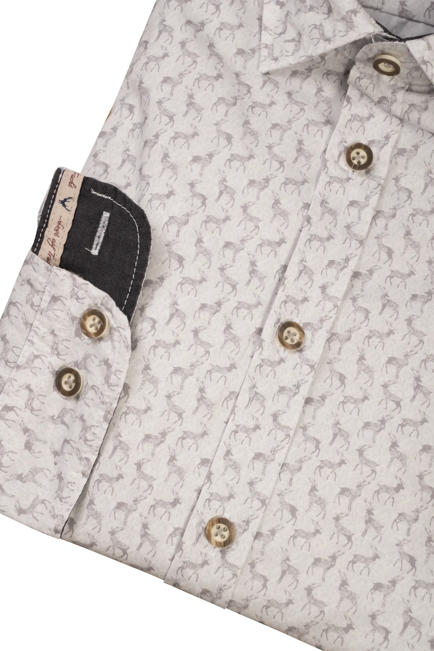 Flottes Trachtenhemd mit Hirschprint - Detail Ärmel