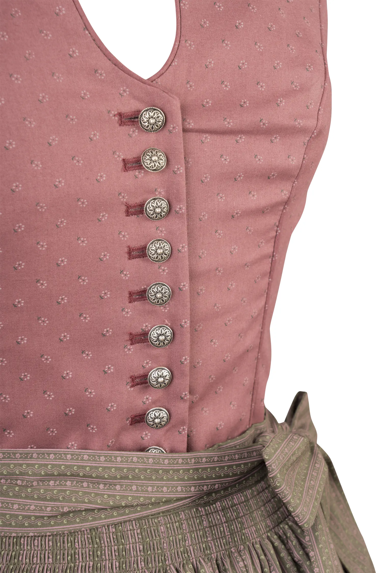 3091-1445-ro8-23-08-2202505 Traditionelles Dirndl Manuela in altrosa - Detail Mieder